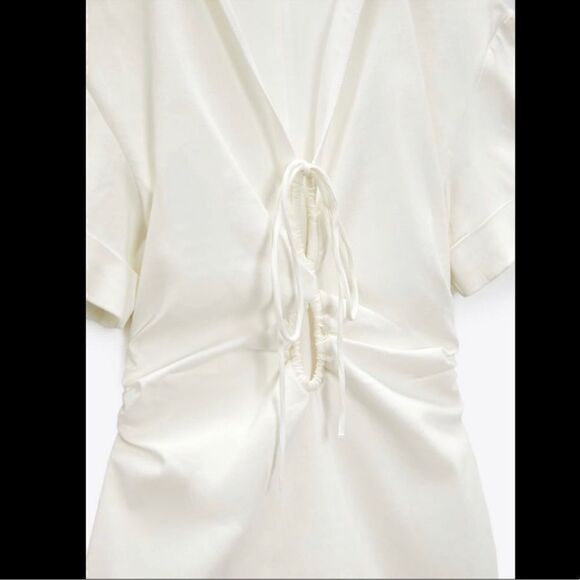 NWT ZARA LINEN BLEND DRESS WITH KEYHOLE DETAIL - Picture 5 of 16